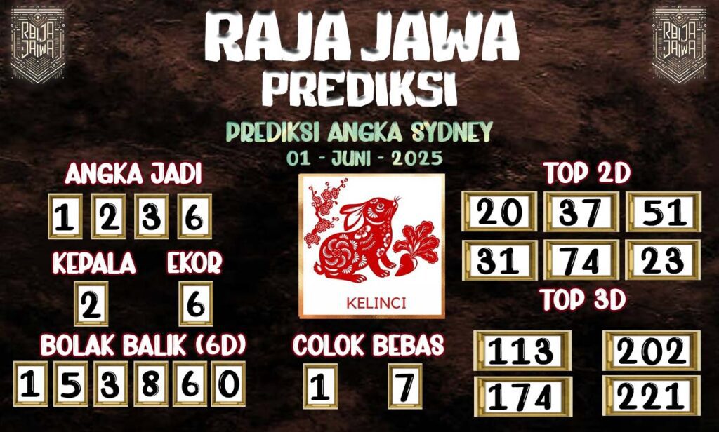 Prediksi Togel Sydney 01 Juni 2025 Dari Raja Jawa